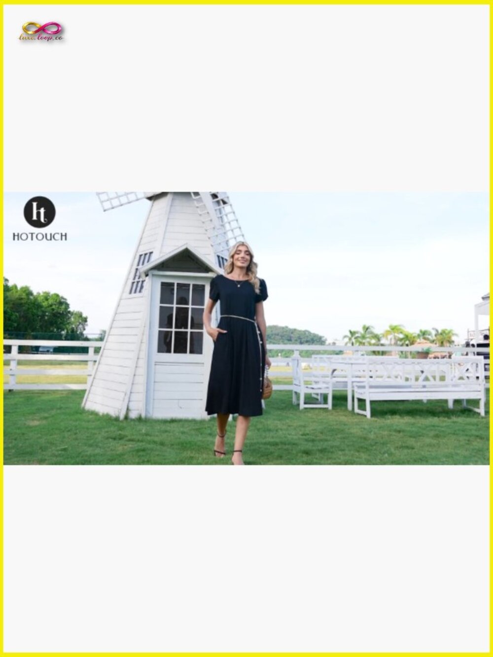 Ruffle Short Sleeve Midi Dress A-Line Flowy Pleated Sundress Casual Summer - Picture 7 of 7